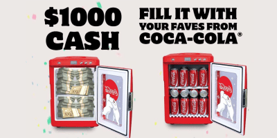 WIN 1000 and a Coca Col mini fridge