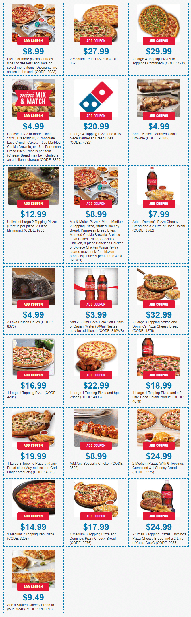 dominos coupons January 30th