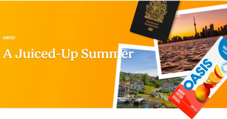 Win 1 year of FREE Oasis Juice 5 Winners up to 10000 Travel Certificates