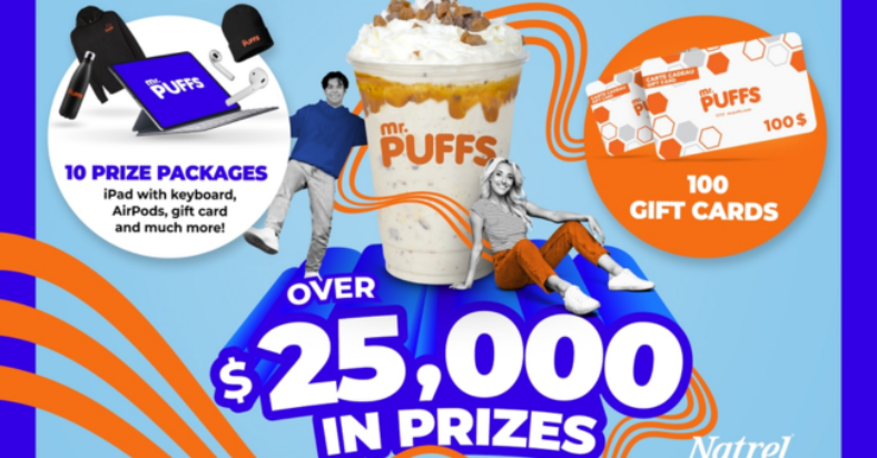 Win 1 of 100 Mr Puffs Prize Packages iPads Airpods 100 Mr. Puffs Gift Cards