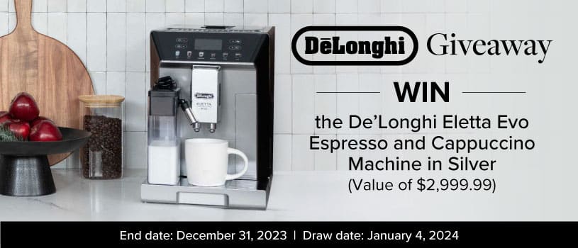 Win a 2999 DeLonghi Eletta Evo Espresso and Cappuccino Machine